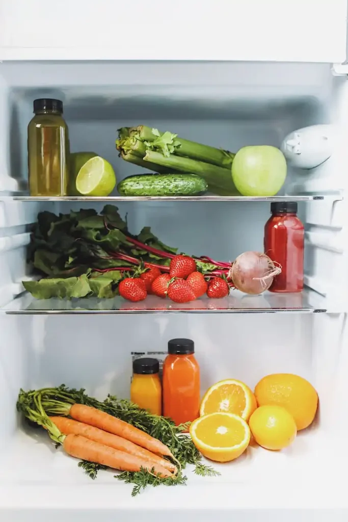 Refrigerator stocked with food